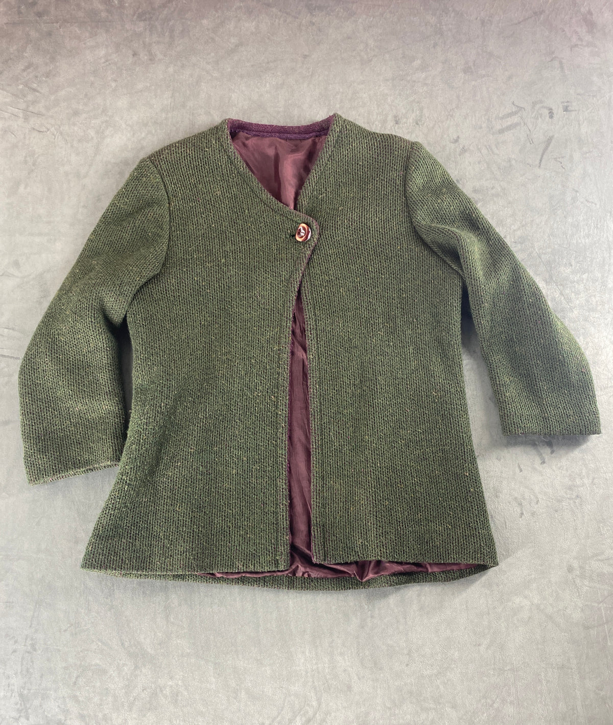 Giacca in bouclé verde vintage – Donna Taglia M