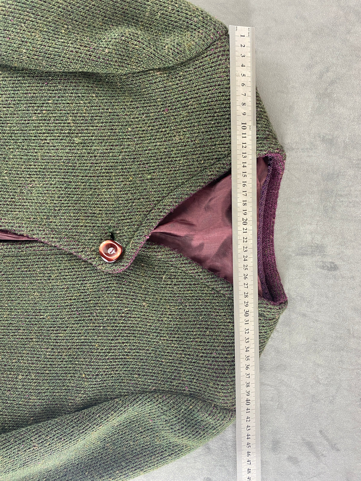Giacca in bouclé verde vintage – Donna Taglia M