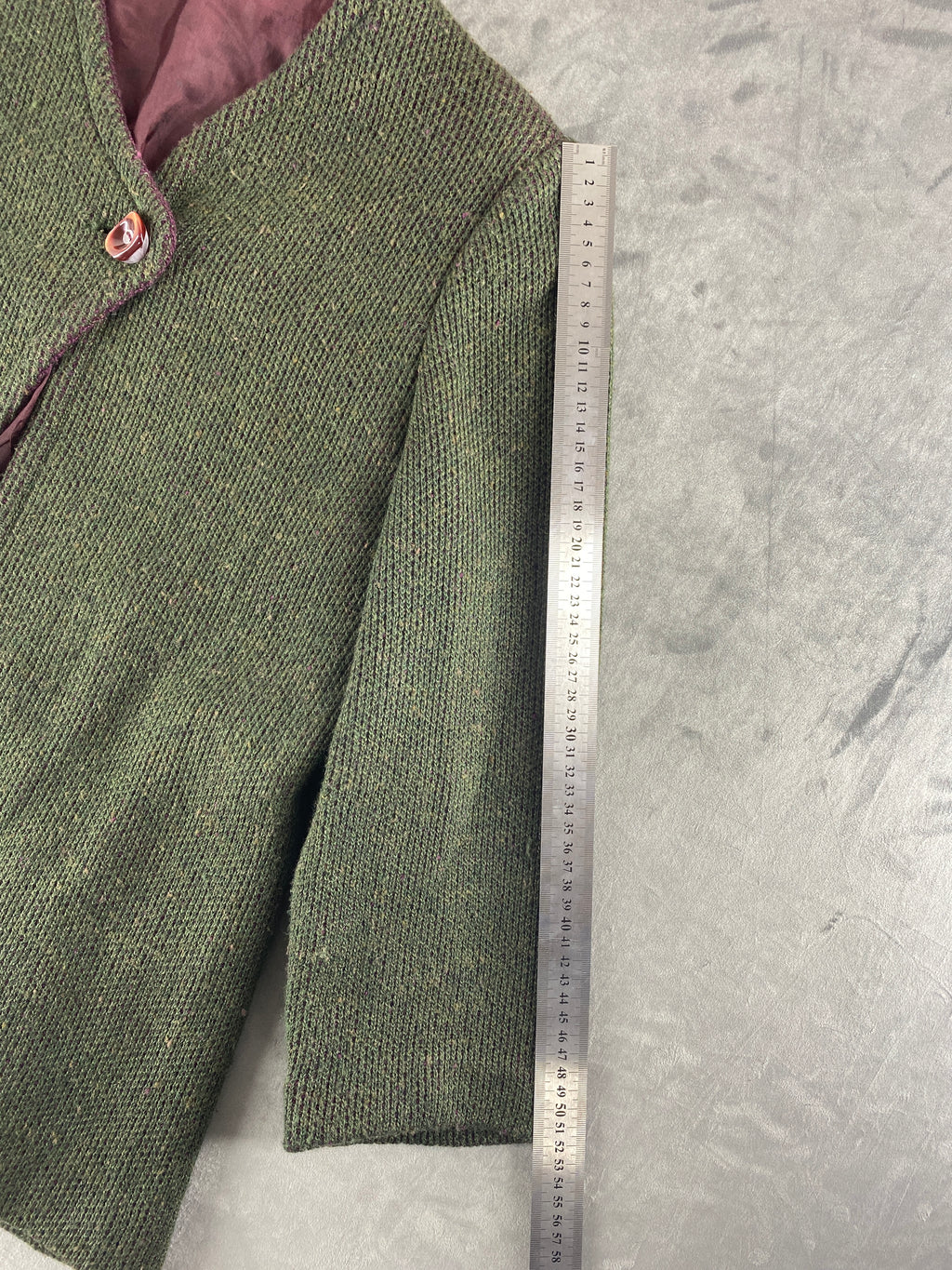 Giacca in bouclé verde vintage – Donna Taglia M