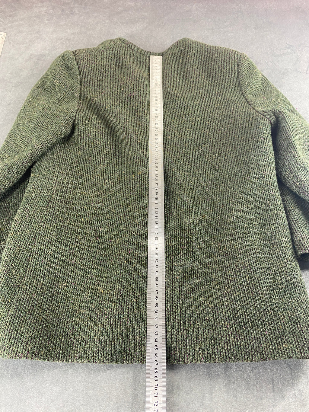 Giacca in bouclé verde vintage – Donna Taglia M