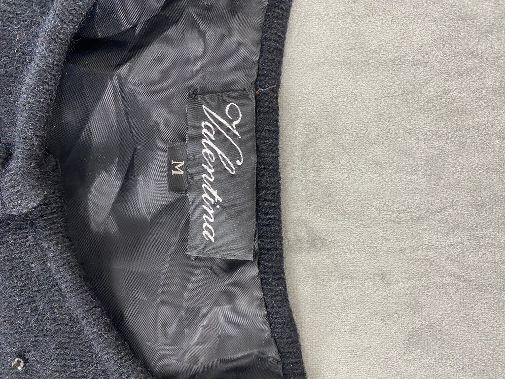 Cardigan in maglia grigio con ricami vintage – Donna Taglia M