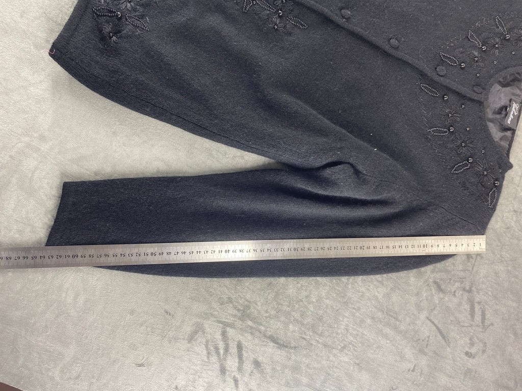 Cardigan in maglia grigio con ricami vintage – Donna Taglia M