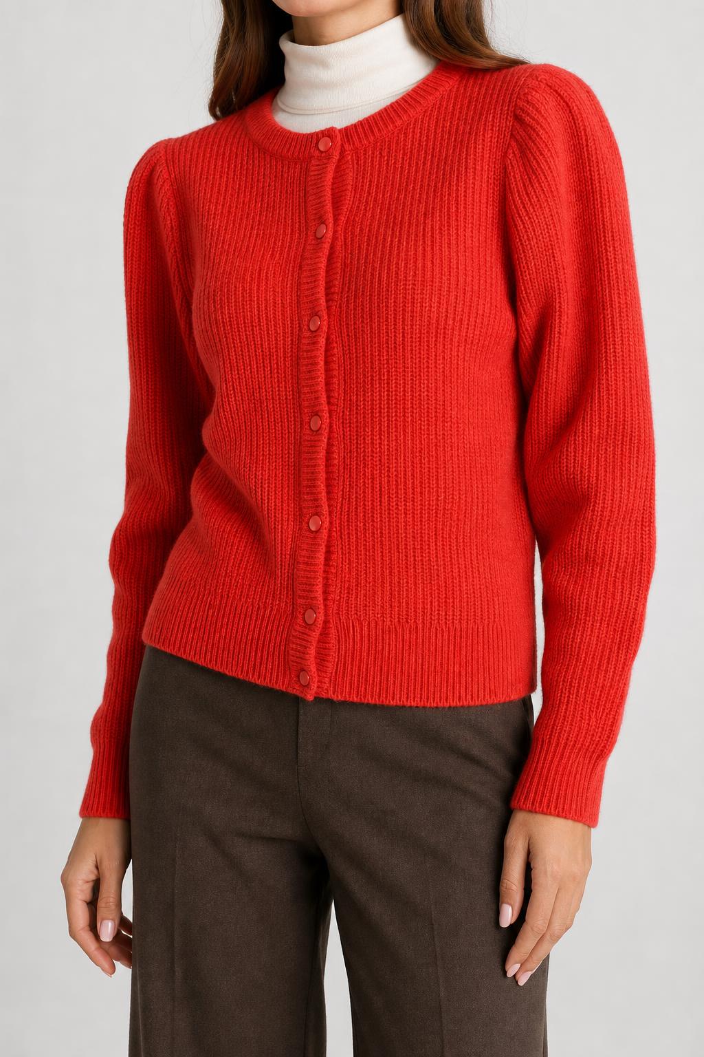 Cardigan in maglia rosso vintage – Donna Taglia L