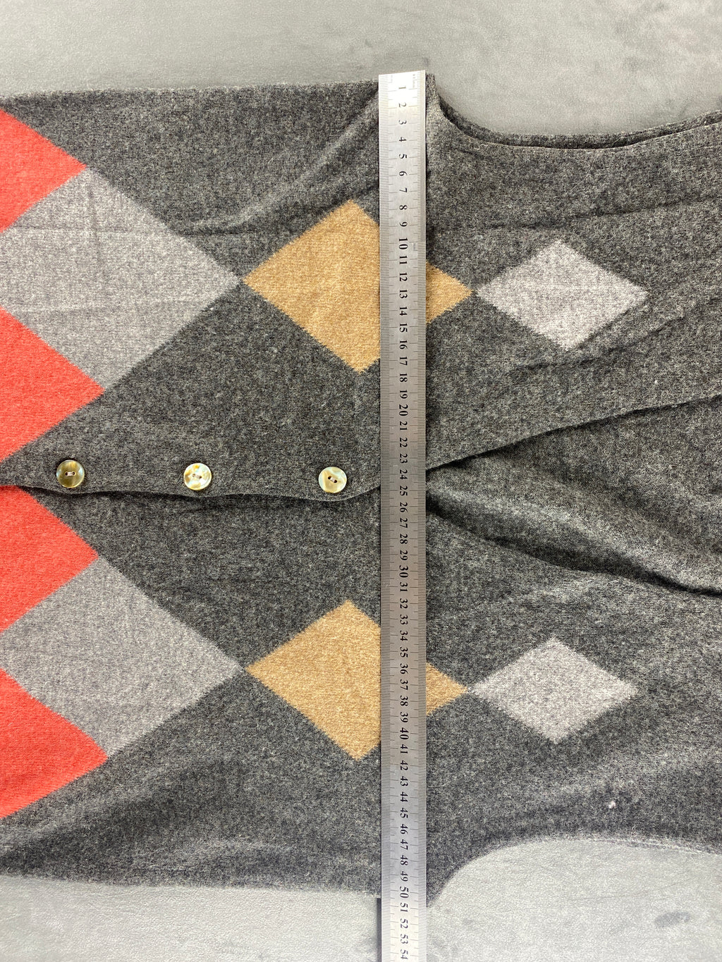 Gilet in maglia grigio motivo rombi vintage – Donna Taglia L
