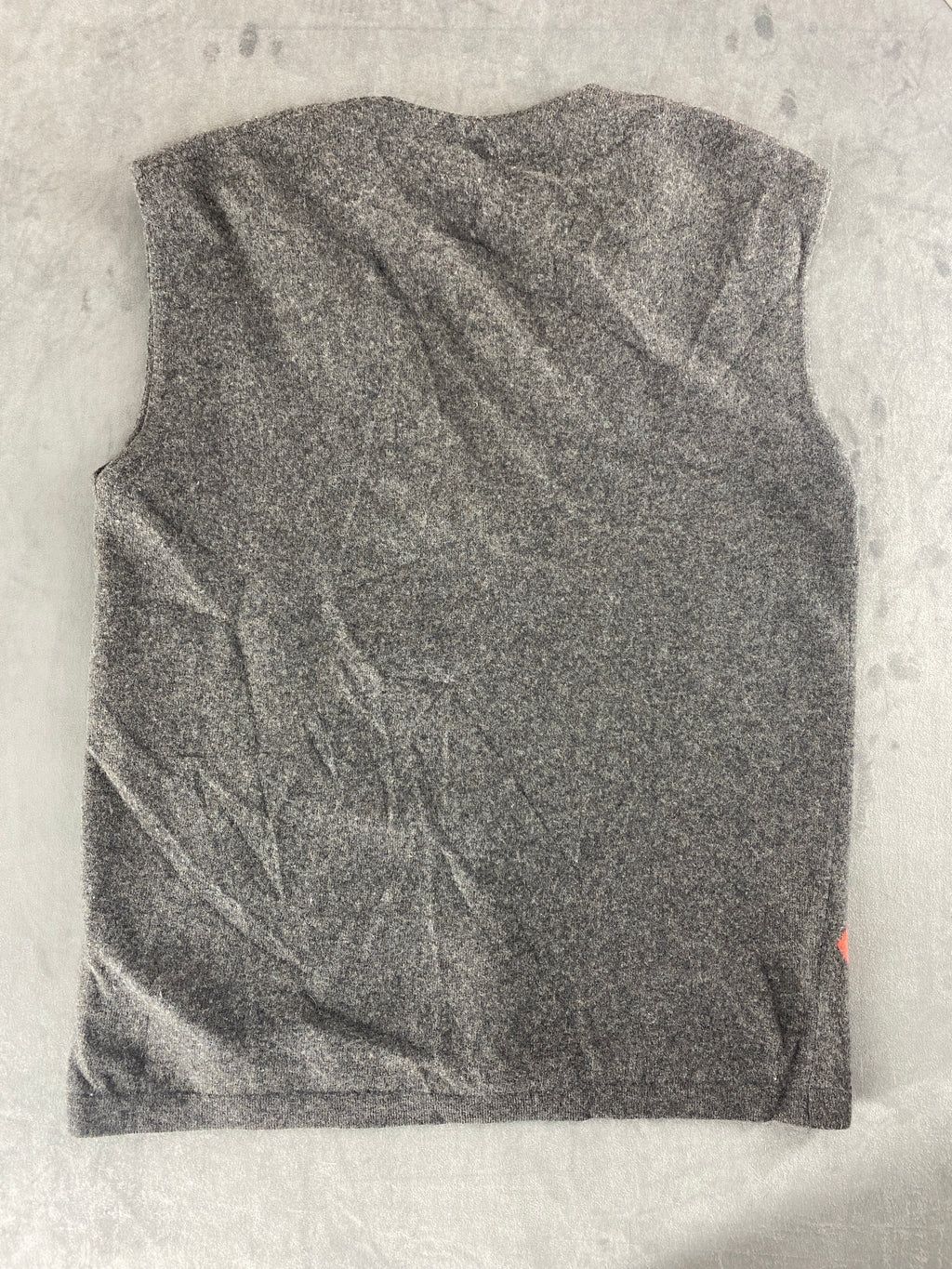 Gilet in maglia grigio motivo rombi vintage – Donna Taglia L