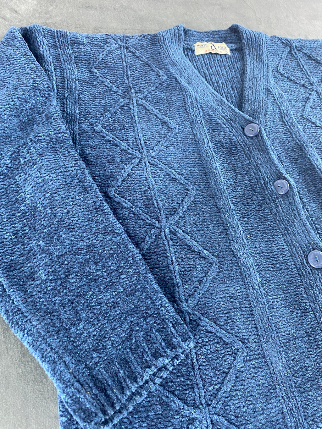Cardigan in ciniglia blu vintage – Donna Taglia L