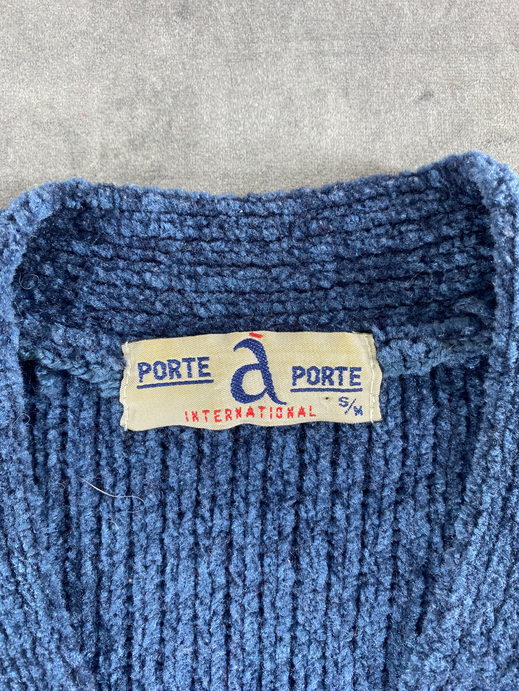 Cardigan in ciniglia blu vintage – Donna Taglia L