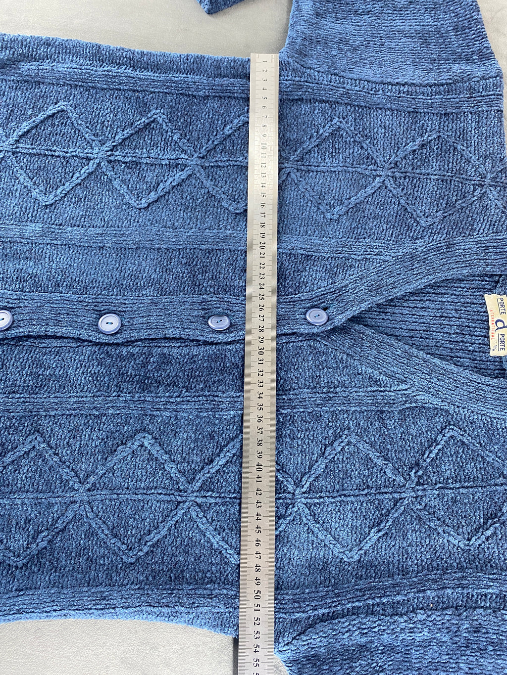 Cardigan in ciniglia blu vintage – Donna Taglia L