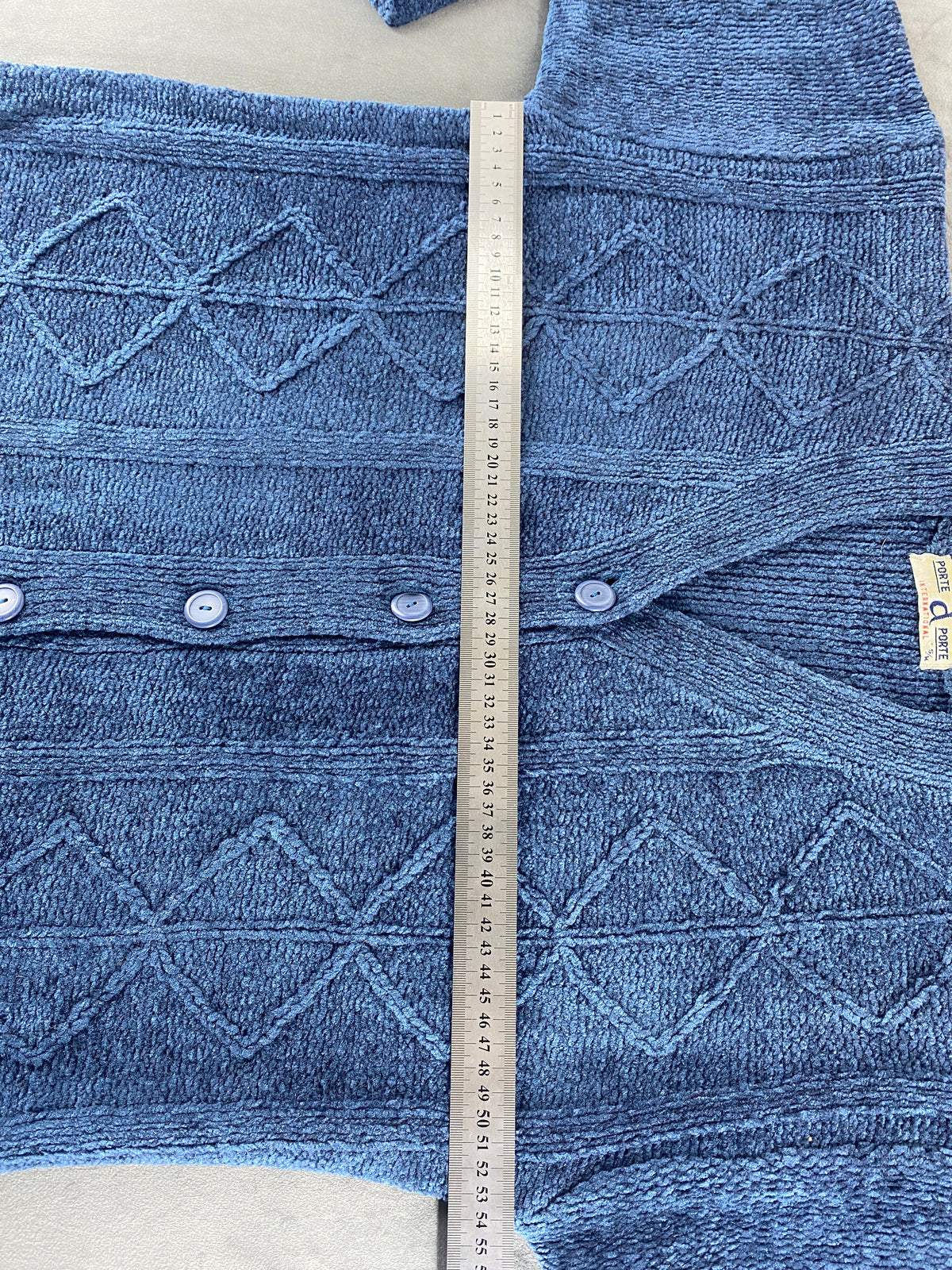 Cardigan in ciniglia blu vintage – Donna Taglia L