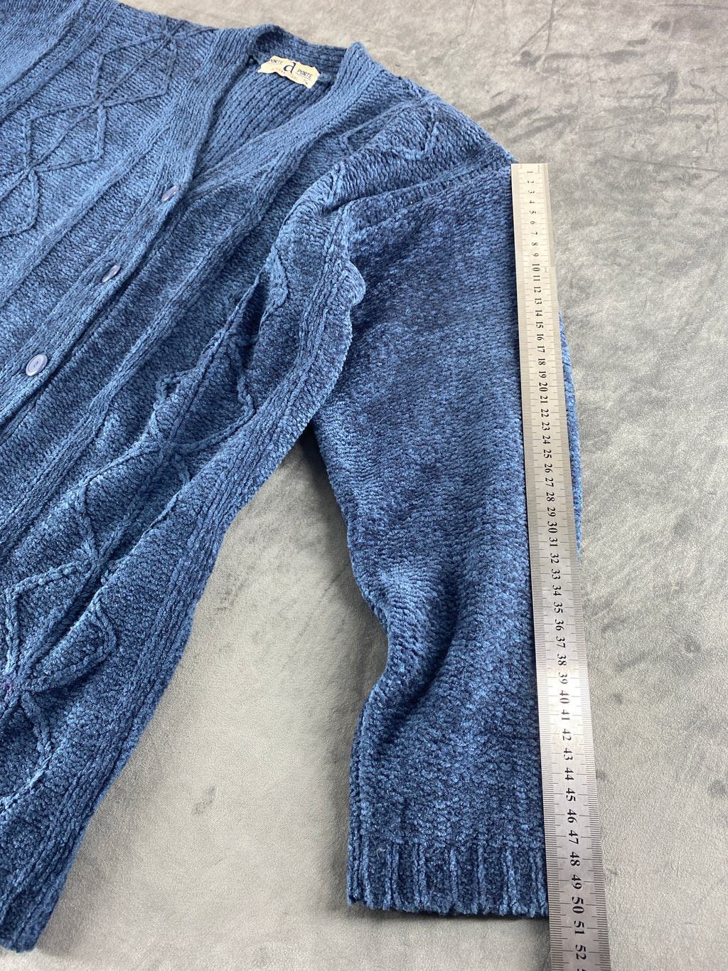 Cardigan in ciniglia blu vintage – Donna Taglia L