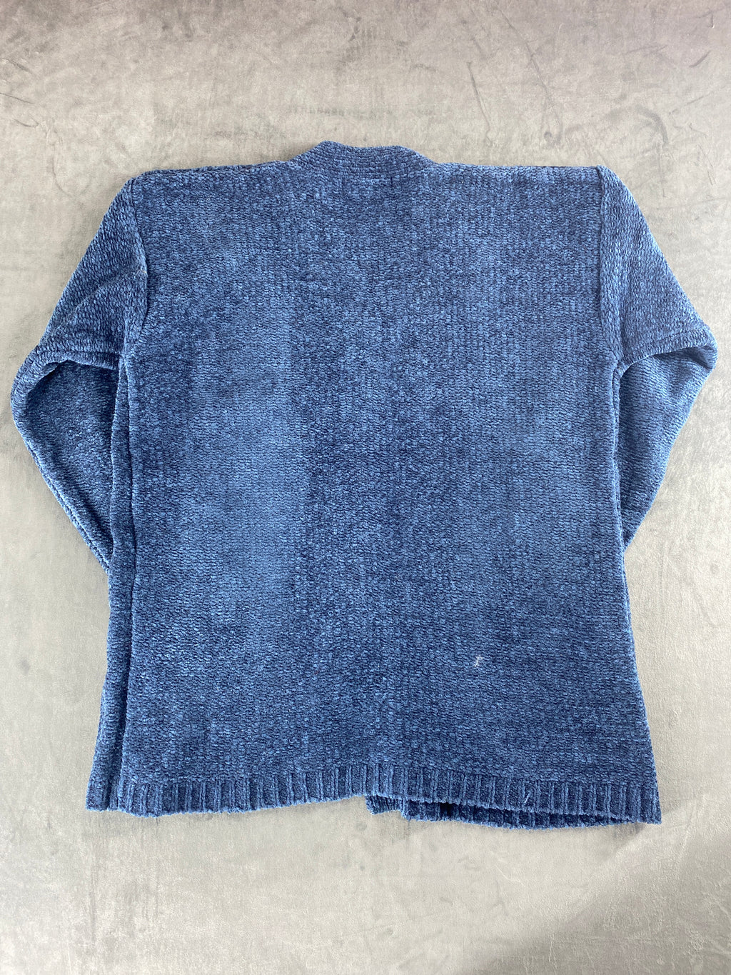 Cardigan in ciniglia blu vintage – Donna Taglia L