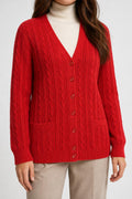 Cardigan in maglia rosso a trecce vintage – Donna Taglia L