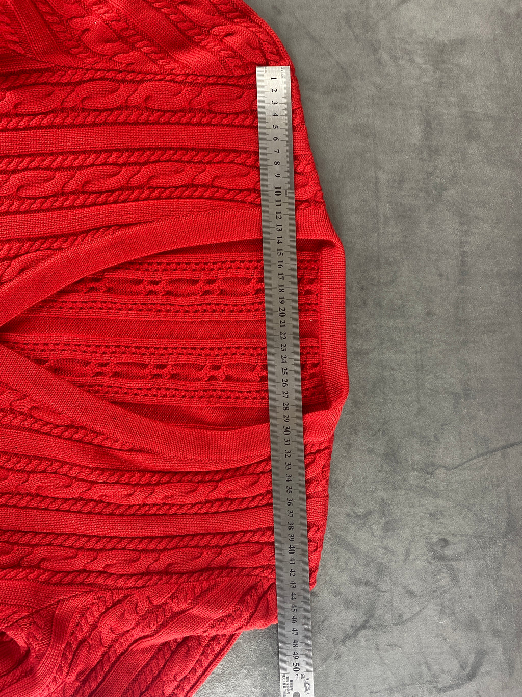 Cardigan in maglia rosso a trecce vintage – Donna Taglia L