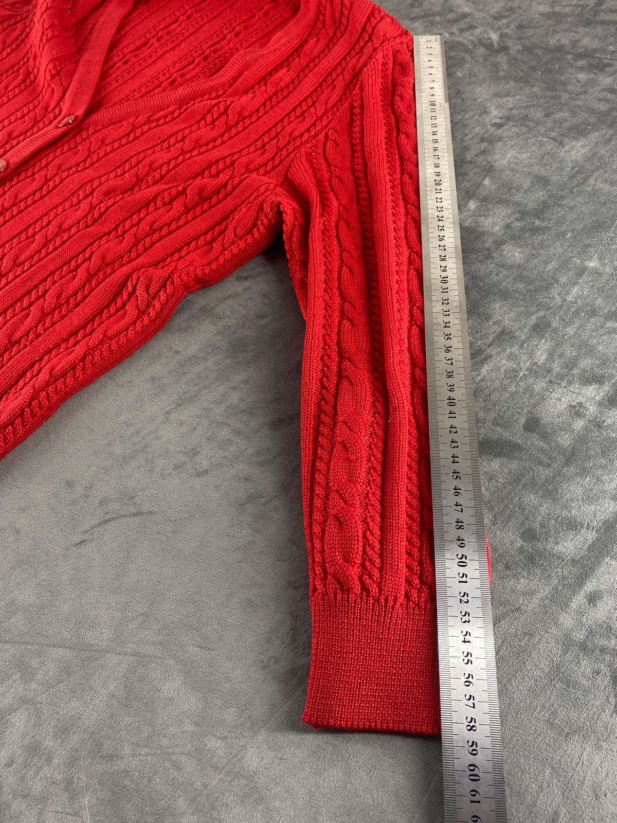 Cardigan in maglia rosso a trecce vintage – Donna Taglia L