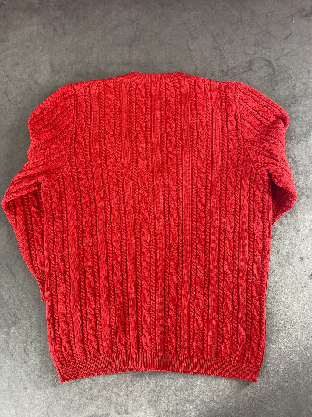 Cardigan in maglia rosso a trecce vintage – Donna Taglia L