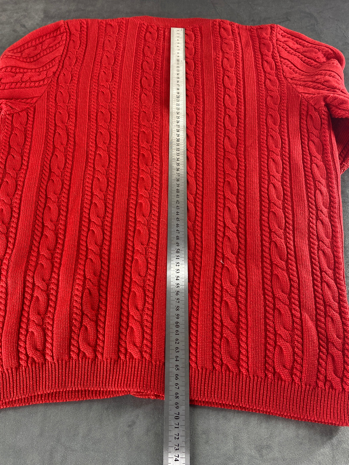 Cardigan in maglia rosso a trecce vintage – Donna Taglia L