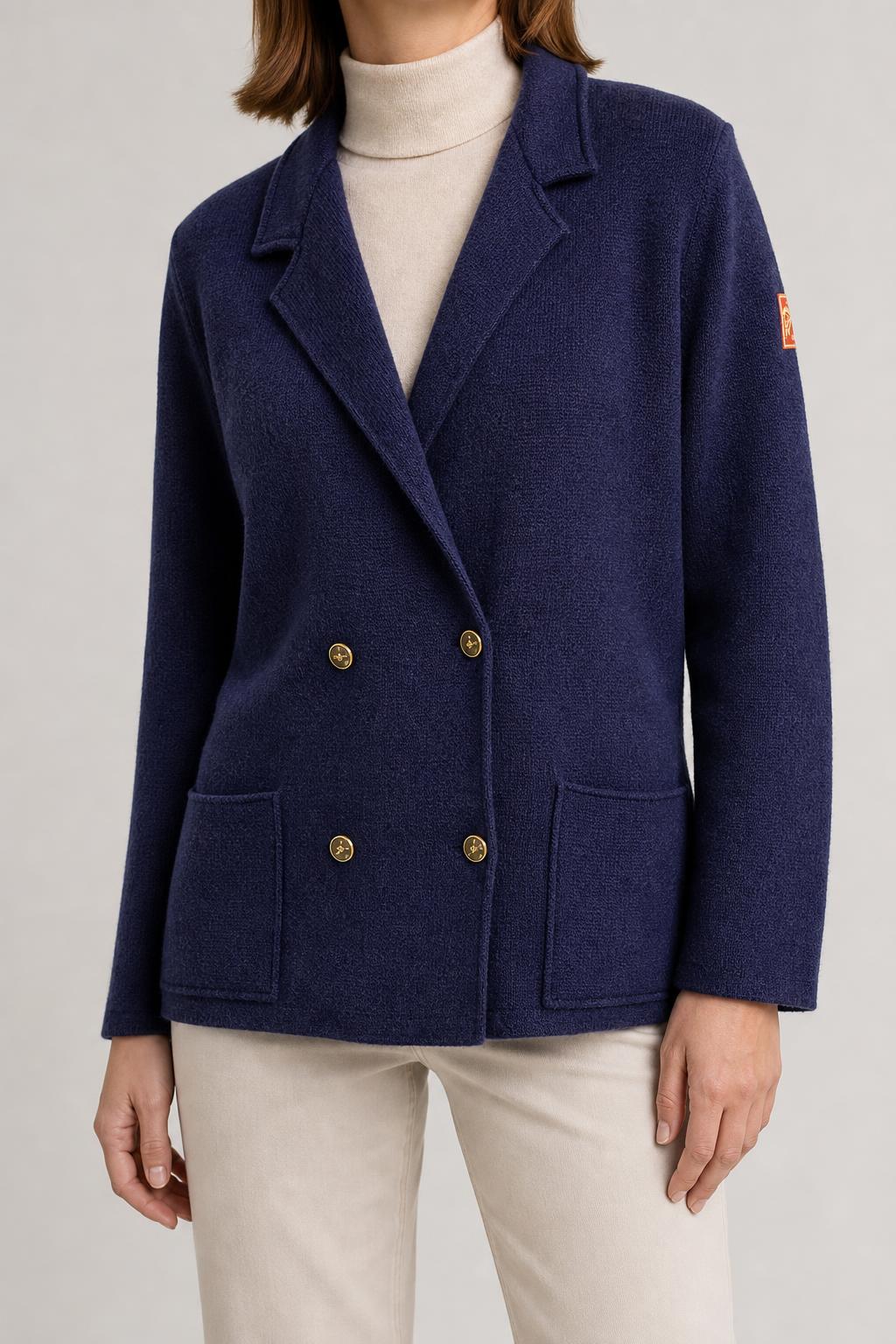 Blazer in maglia di lana blu navy Settebello vintage – Donna Taglia M (IT 42)