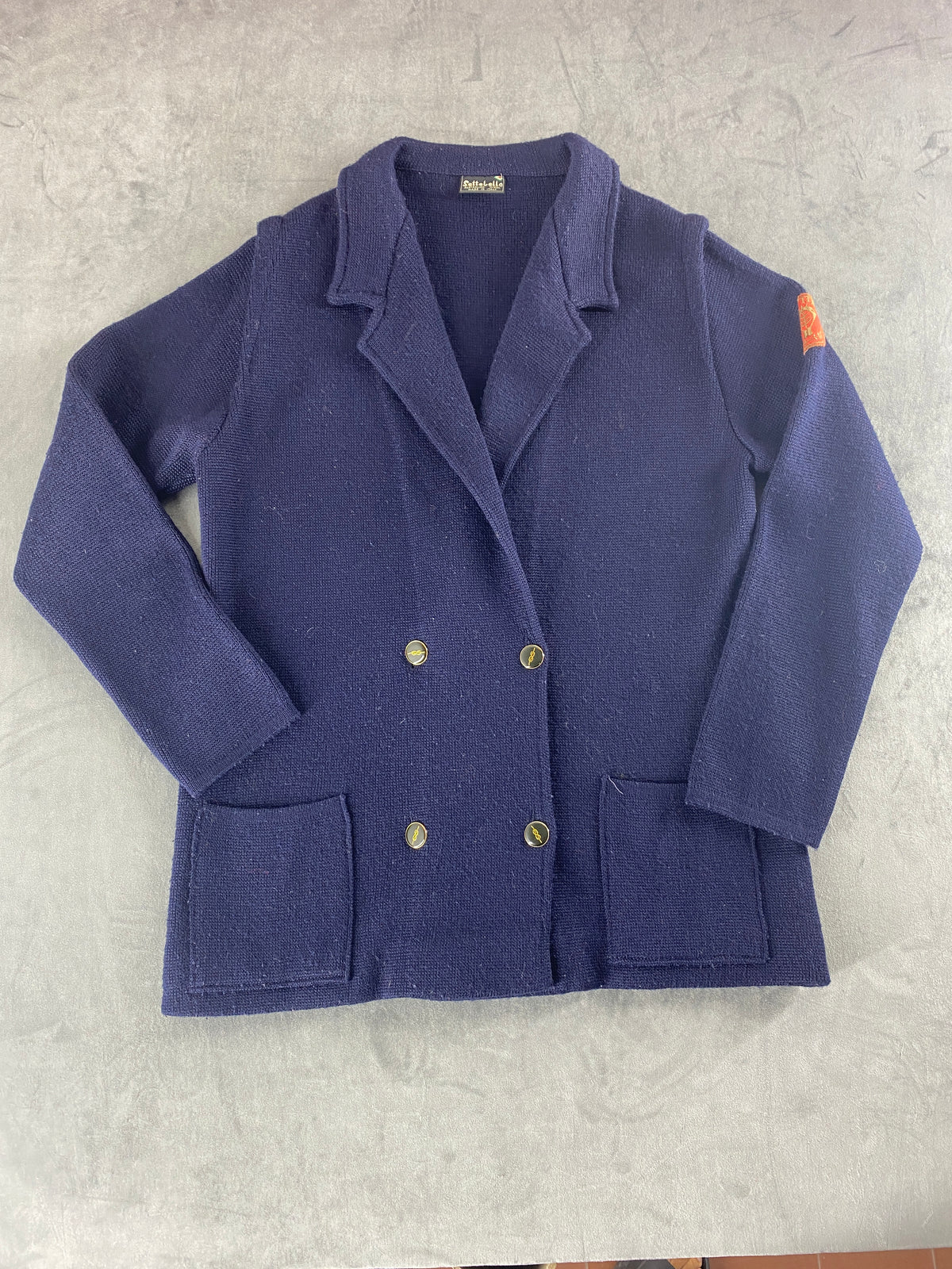 Blazer in maglia di lana blu navy Settebello vintage – Donna Taglia M (IT 42)