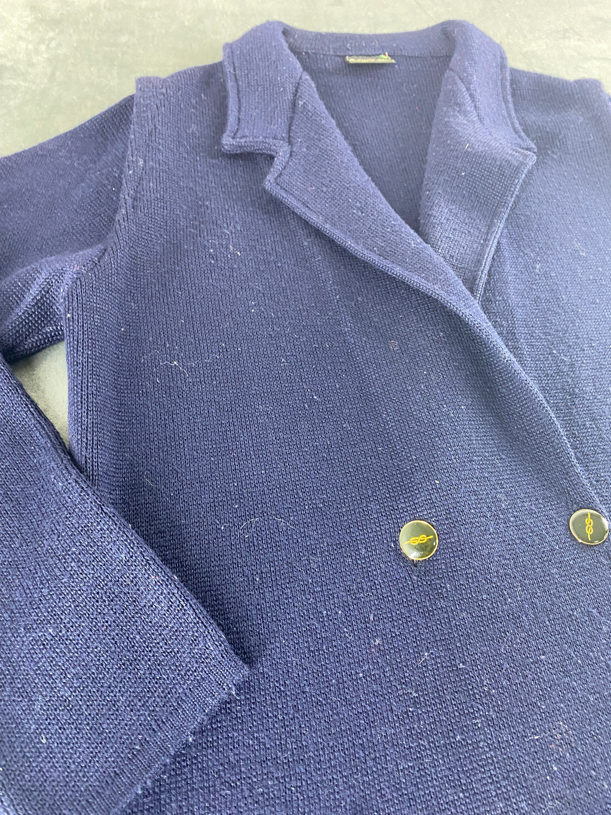 Blazer in maglia di lana blu navy Settebello vintage – Donna Taglia M (IT 42)