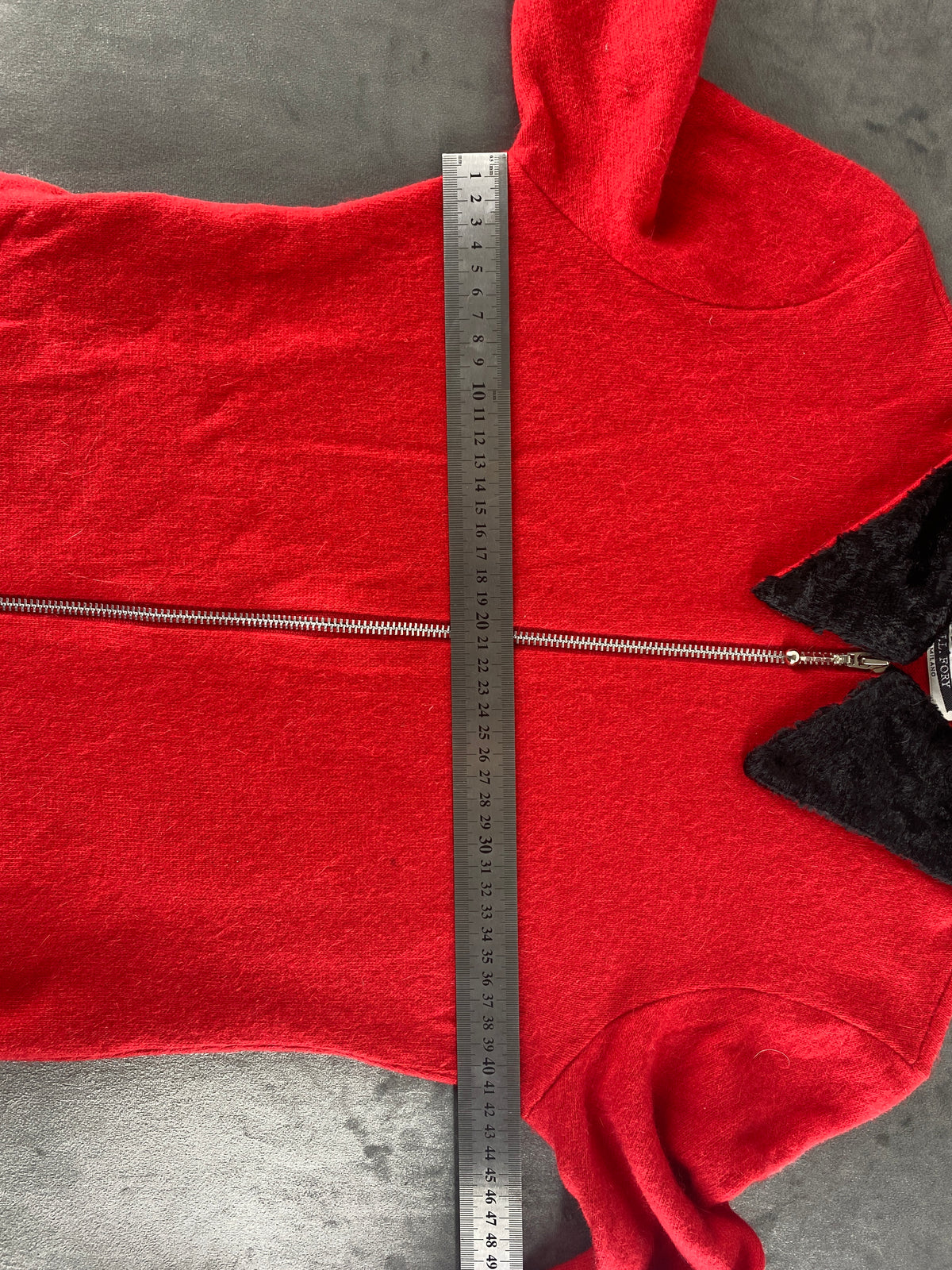 Giacca in maglia rossa con collo in eco-pelliccia vintage – Donna Taglia S (IT 40)