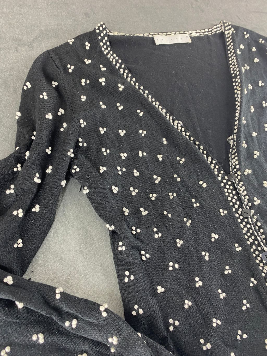 Cardigan Twinset nero con perline vintage – Donna Taglia XL