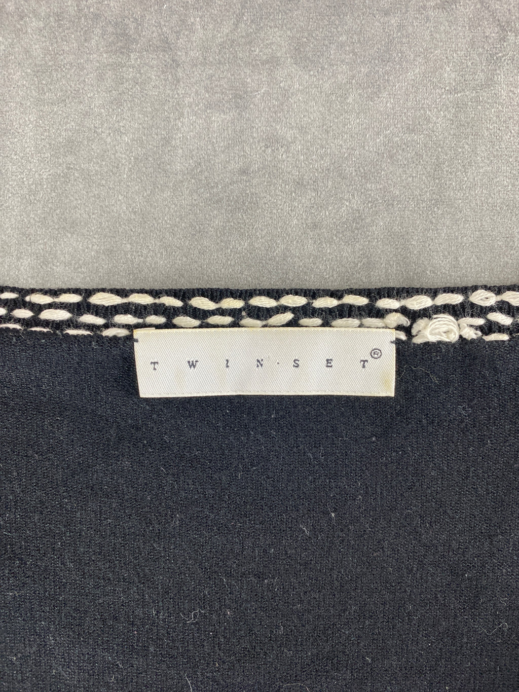 Cardigan Twinset nero con perline vintage – Donna Taglia XL