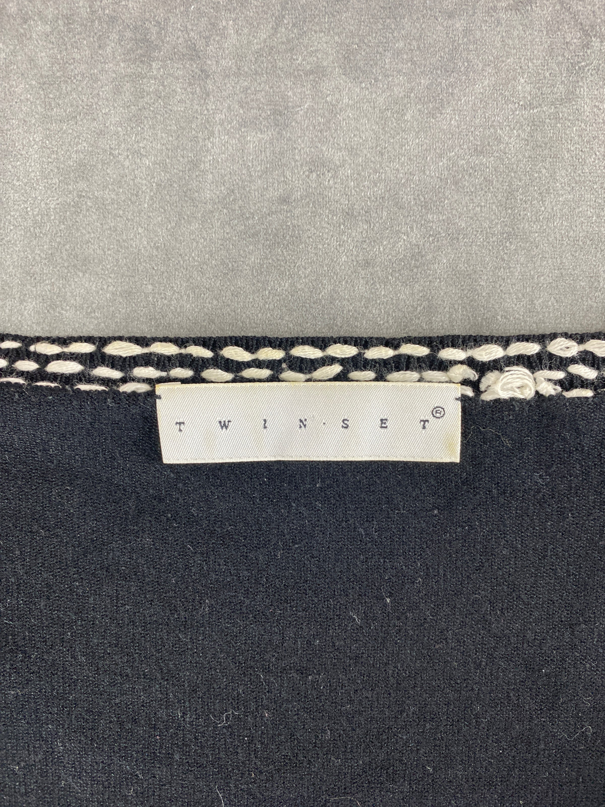 Cardigan Twinset nero con perline vintage – Donna Taglia XL