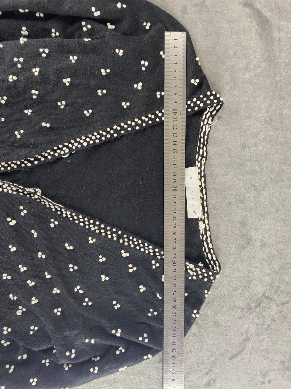Cardigan Twinset nero con perline vintage – Donna Taglia XL