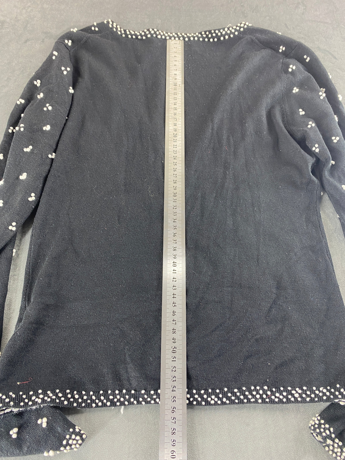 Cardigan Twinset nero con perline vintage – Donna Taglia XL