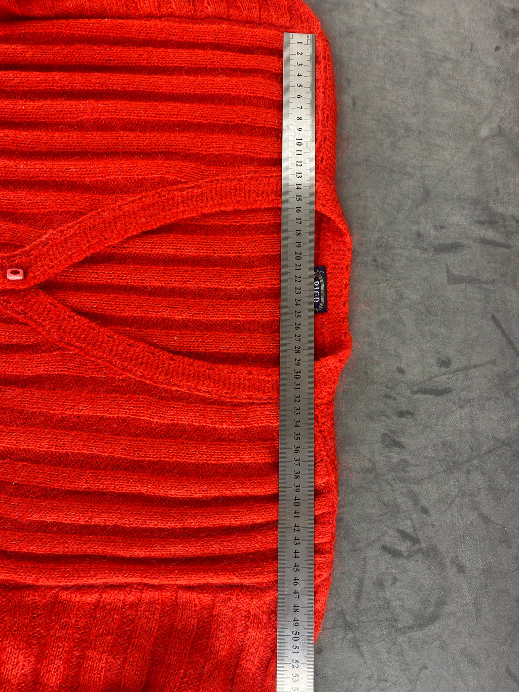 Cardigan rosso arancio a coste vintage – Donna Taglia L (IT 44)