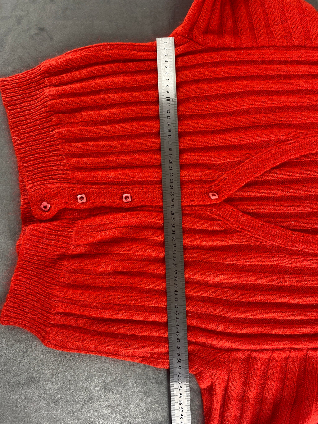 Cardigan rosso arancio a coste vintage – Donna Taglia L (IT 44)