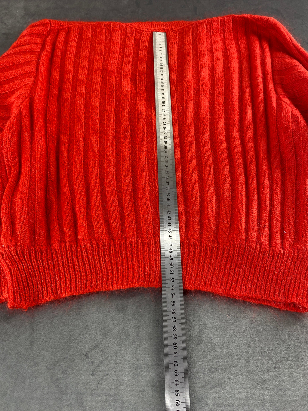 Cardigan rosso arancio a coste vintage – Donna Taglia L (IT 44)