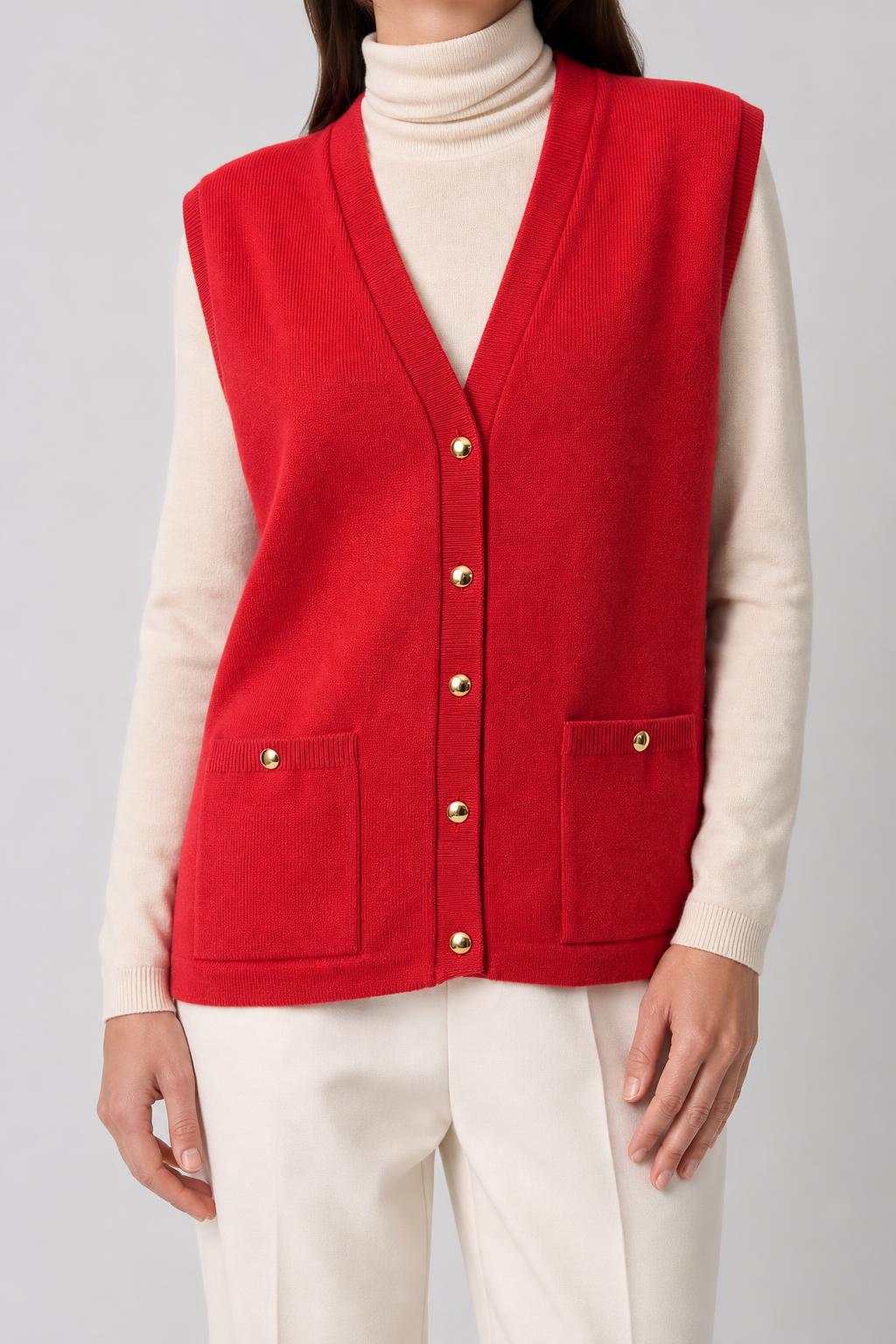 Gilet in maglia rosso C&A vintage – Donna Taglia M (IT 42)