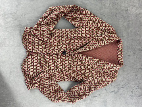 Blazer fantasia geometrica bordeaux e panna vintage – Donna Taglia M (IT 42)