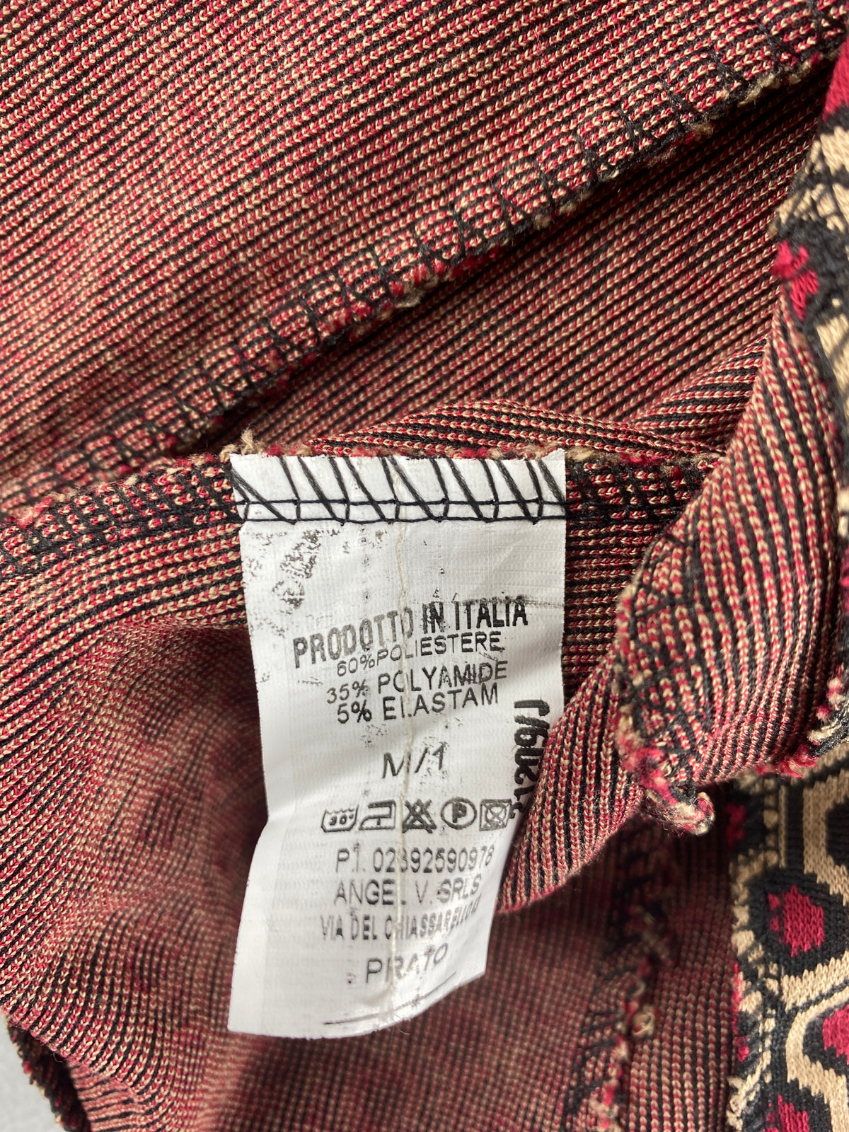 Blazer fantasia geometrica bordeaux e panna vintage – Donna Taglia M (IT 42)