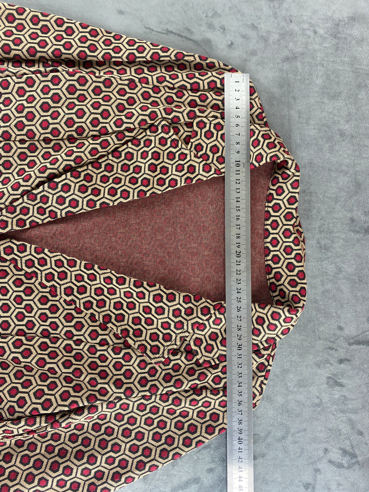 Blazer fantasia geometrica bordeaux e panna vintage – Donna Taglia M (IT 42)
