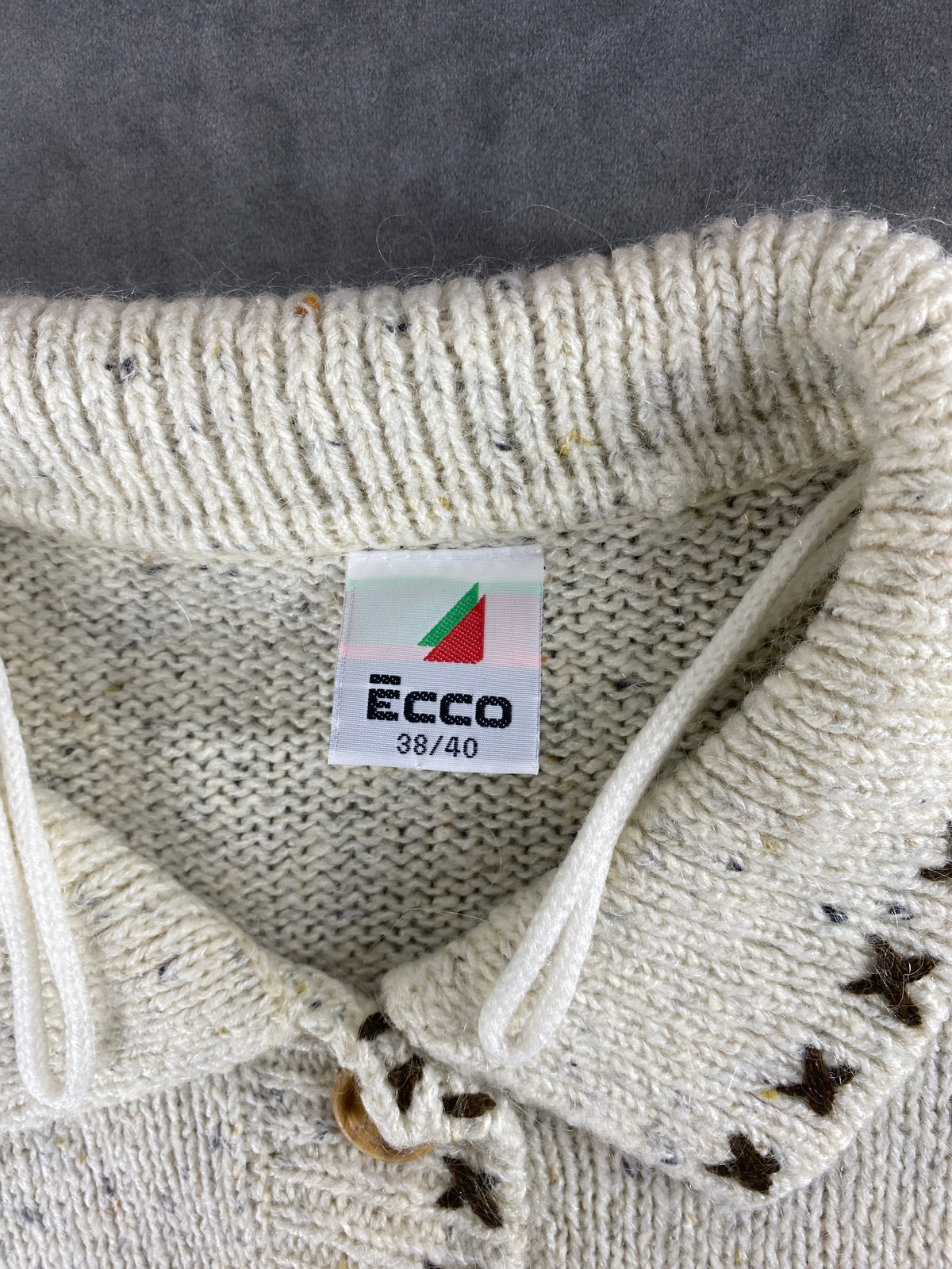 Cardigan in lana panna con ricami Ecco vintage – Donna Taglia M (IT 42)