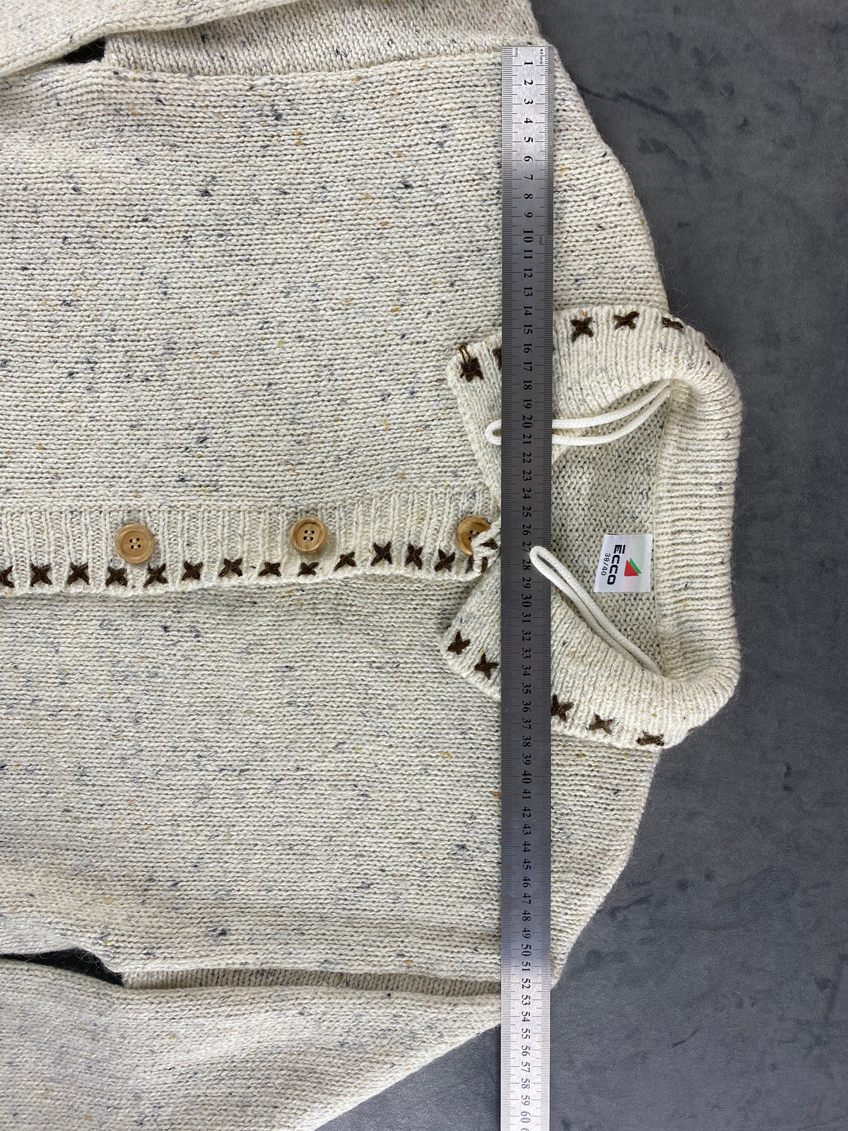Cardigan in lana panna con ricami Ecco vintage – Donna Taglia M (IT 42)