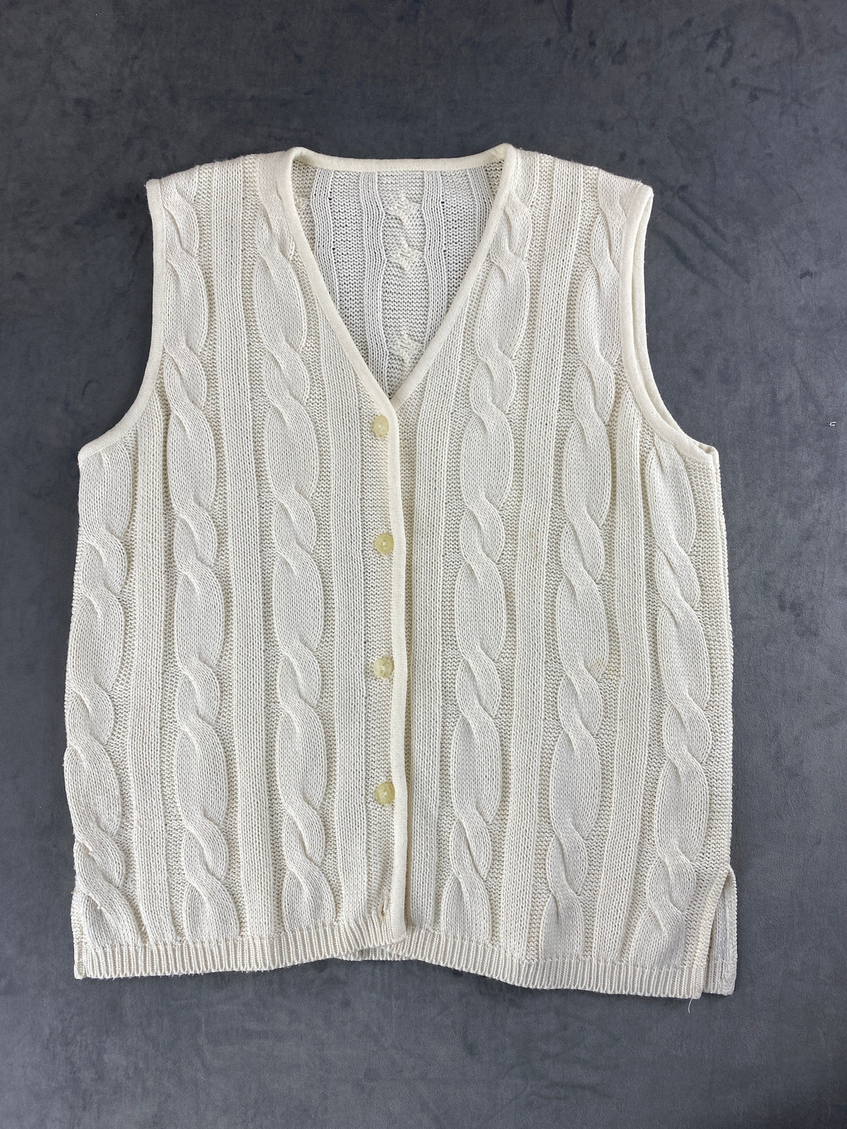 Gilet in maglia bianco a trecce vintage – Donna Taglia M (IT 42)