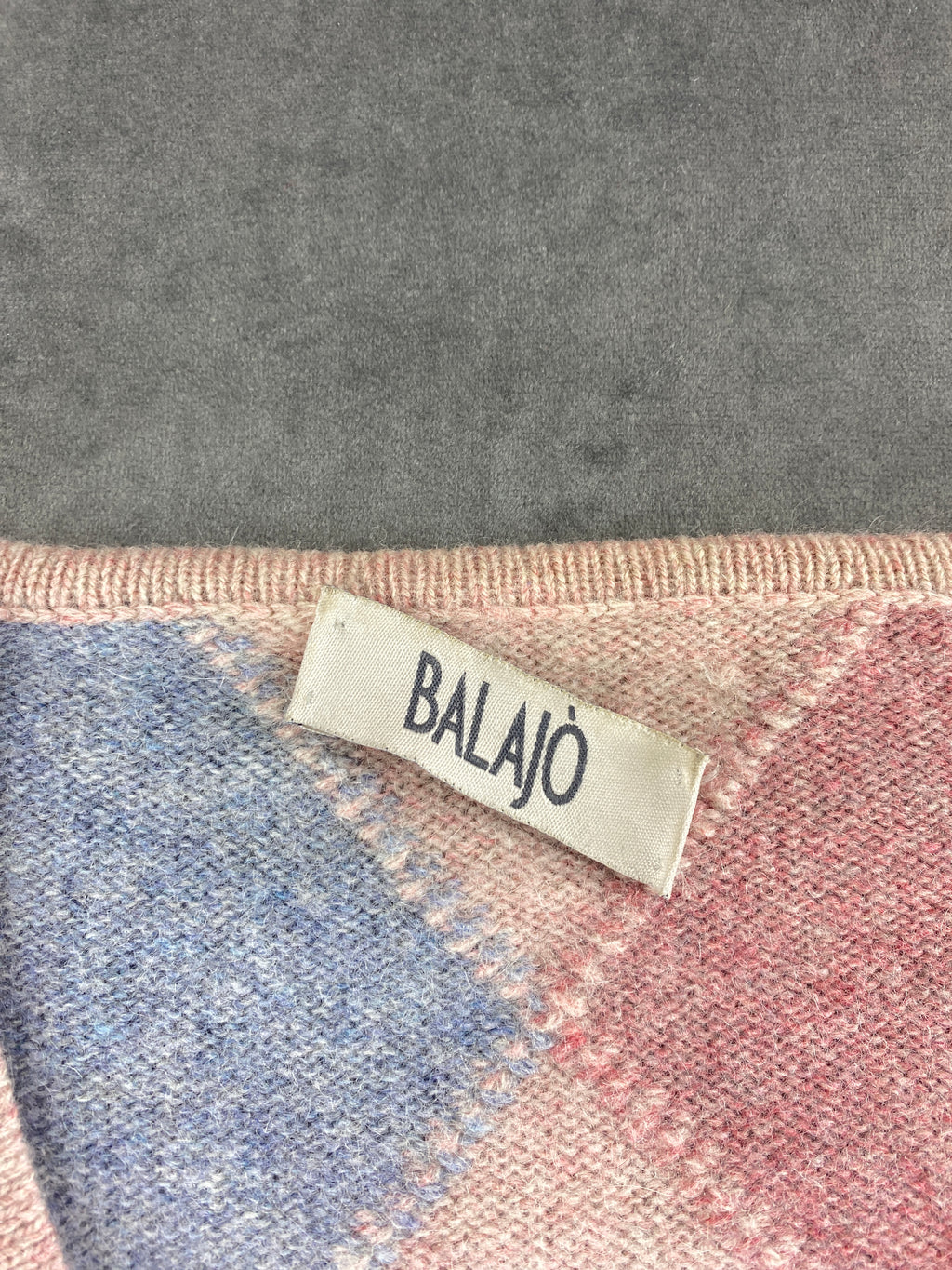 Cardigan argyle a rombi pastello Balajò vintage – Donna Taglia L (IT 44)