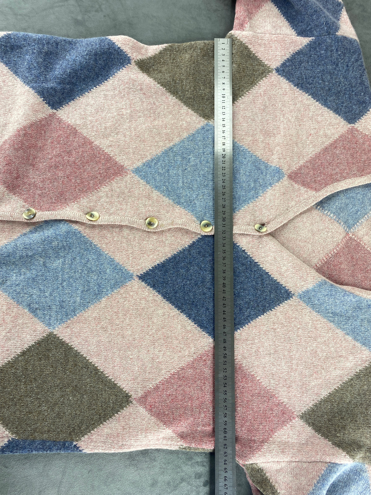 Cardigan argyle a rombi pastello Balajò vintage – Donna Taglia L (IT 44)