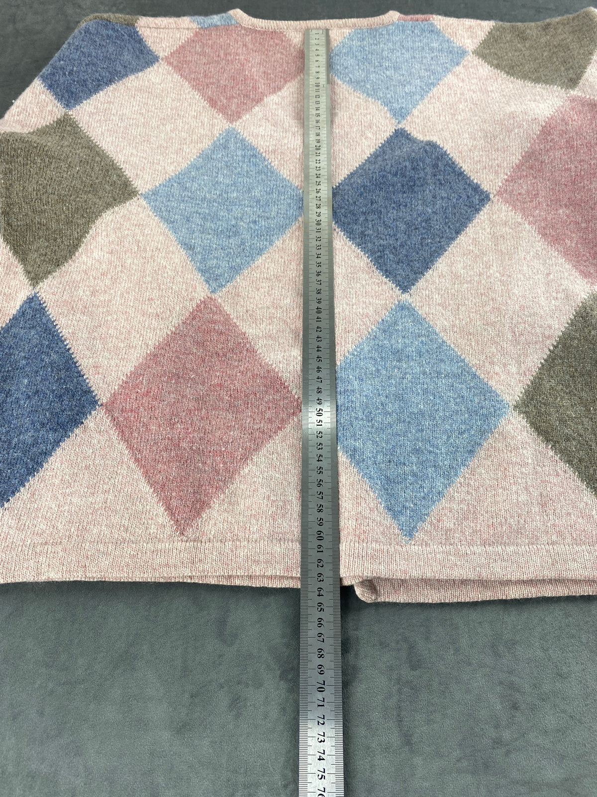 Cardigan argyle a rombi pastello Balajò vintage – Donna Taglia L (IT 44)