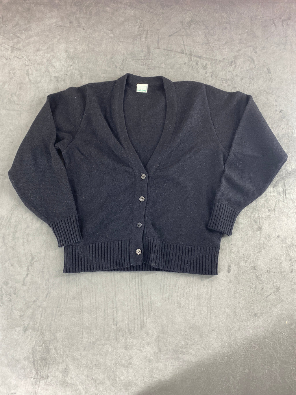 Cardigan blu notte scollo a V vintage – Donna Taglia M (IT 42)