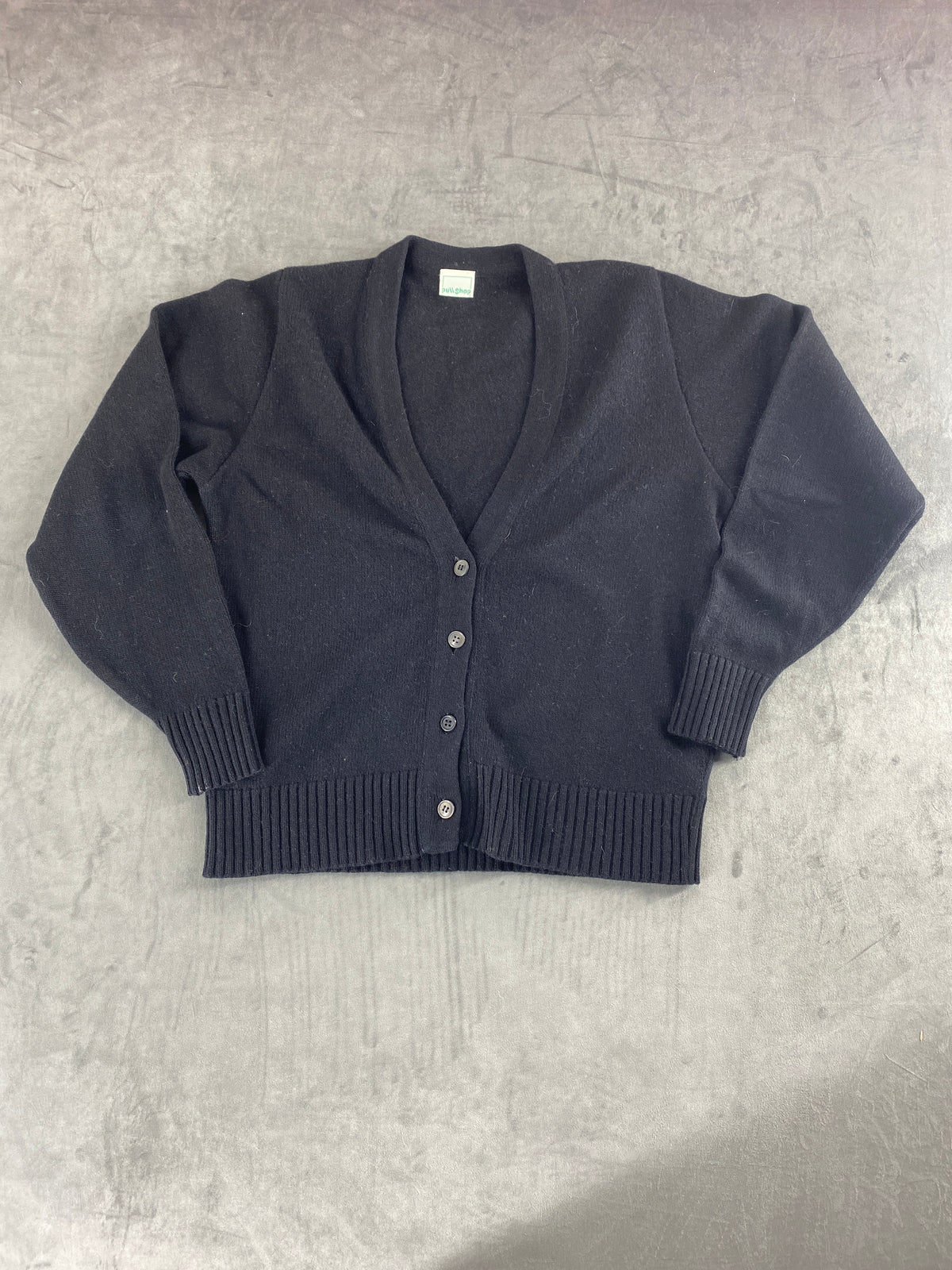 Cardigan blu notte scollo a V vintage – Donna Taglia M (IT 42)