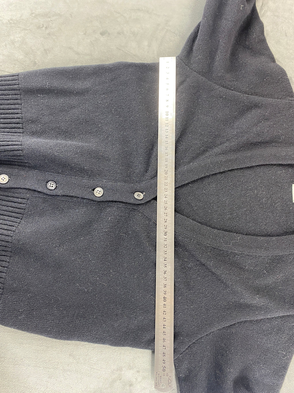 Cardigan blu notte scollo a V vintage – Donna Taglia M (IT 42)