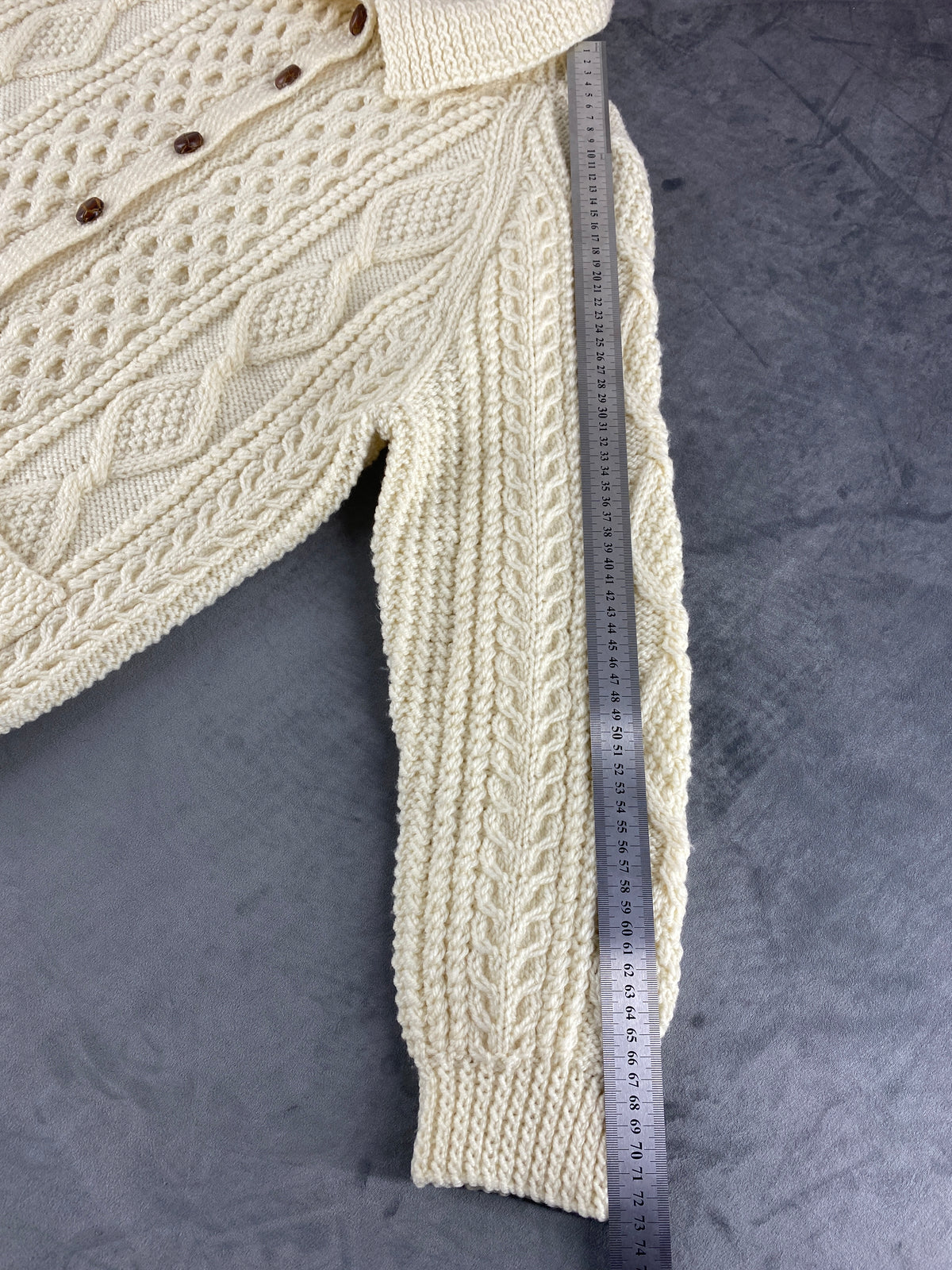 Cardigan aran panna a trecce con colletto vintage – Donna Taglia L (IT 44)