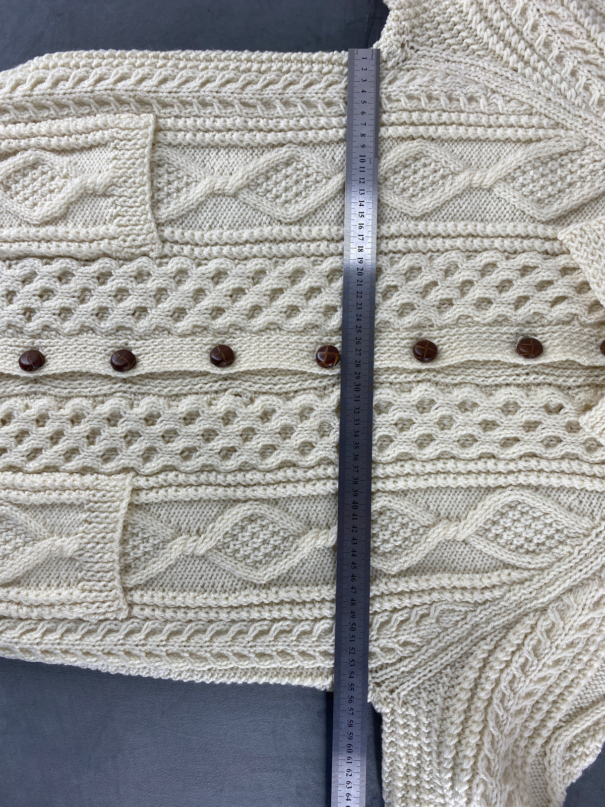 Cardigan aran panna a trecce con colletto vintage – Donna Taglia L (IT 44)