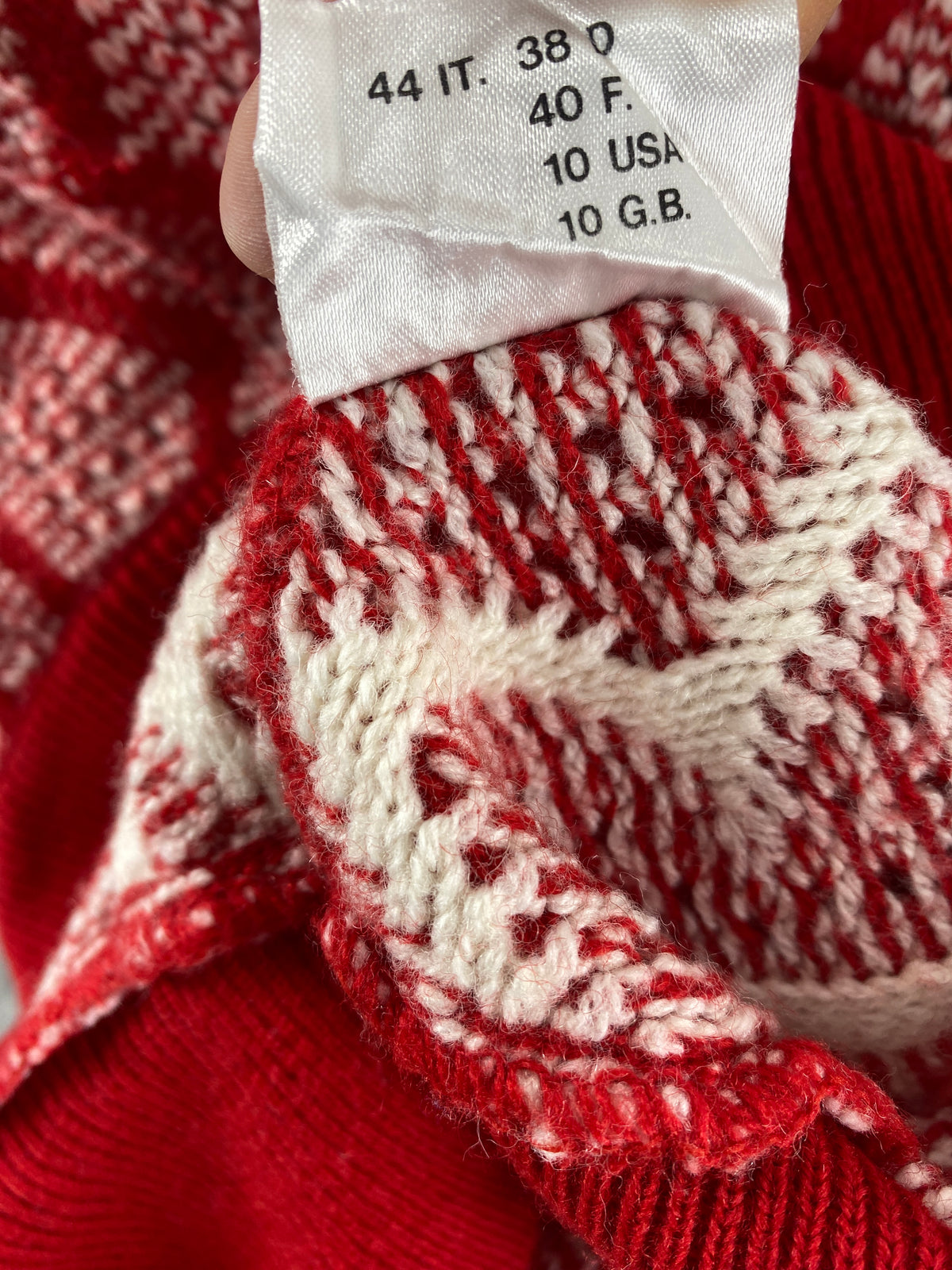 Cardigan rosso e panna a zig-zag Liolà vintage – Donna Taglia L (IT 44)