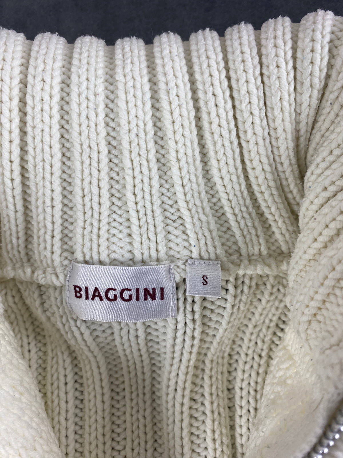 Cardigan panna con zip e collo alto Biaggini vintage – Donna Taglia S (IT 40)