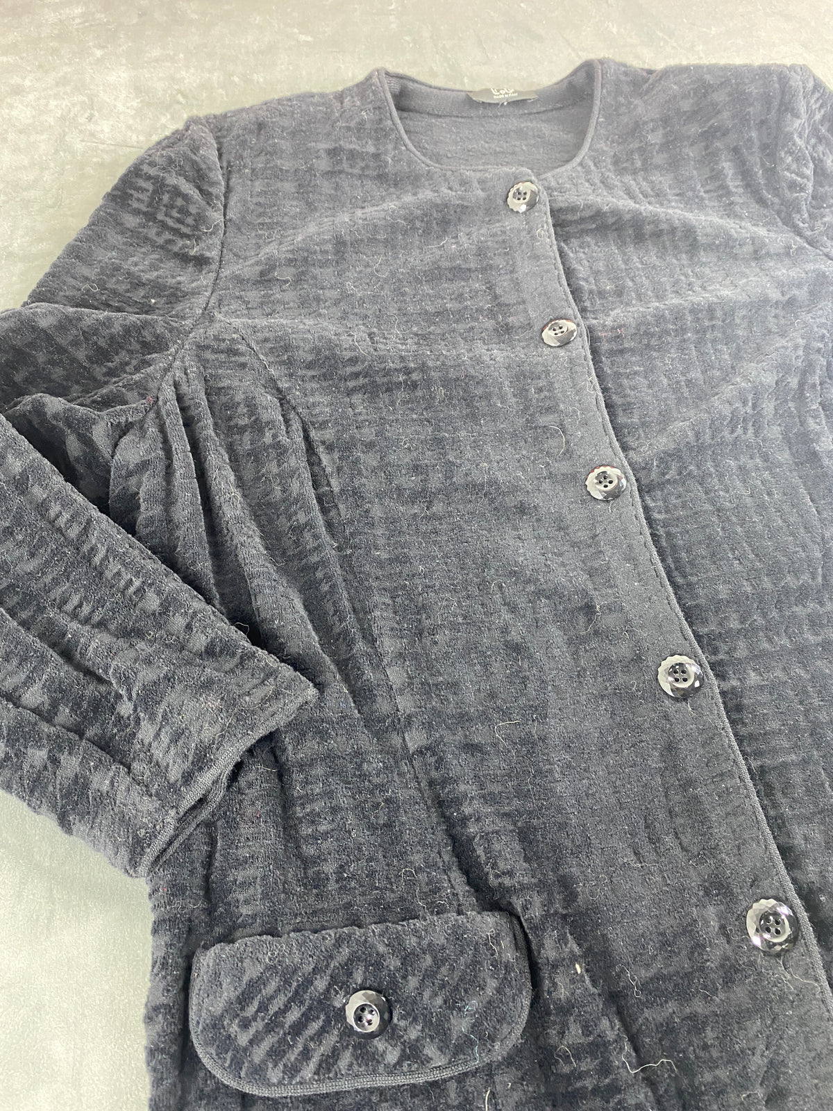 Giacca in ciniglia blu a quadri Liolà vintage – Donna Taglia L (IT 44)